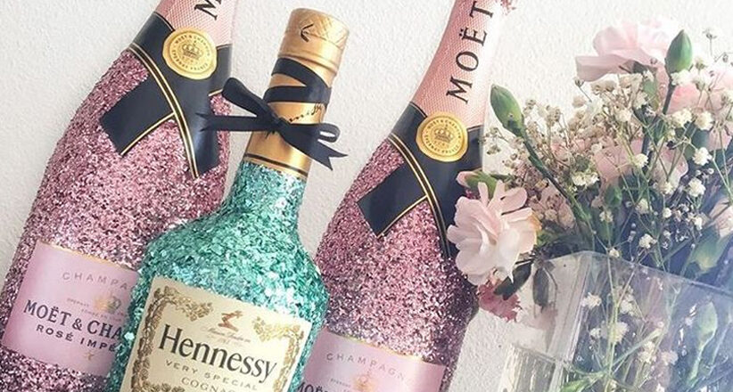 Crafting Memories: Wine Bottles into Glittering Masterpieces for a 21st Birthday Celebration